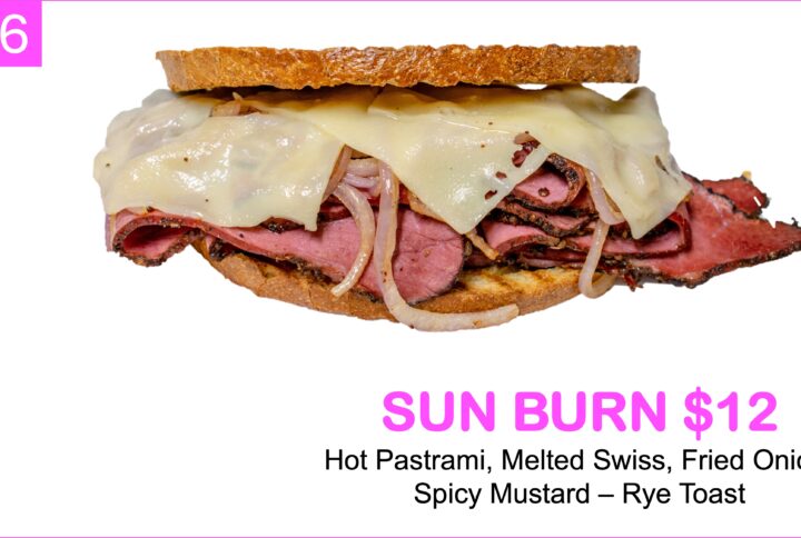 hot pastrami melted swiss fried onions mustard