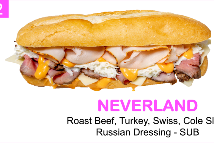 Roast Beef, Turkey, Swiss, Cole Slaw, Russian Dressing on a Sub