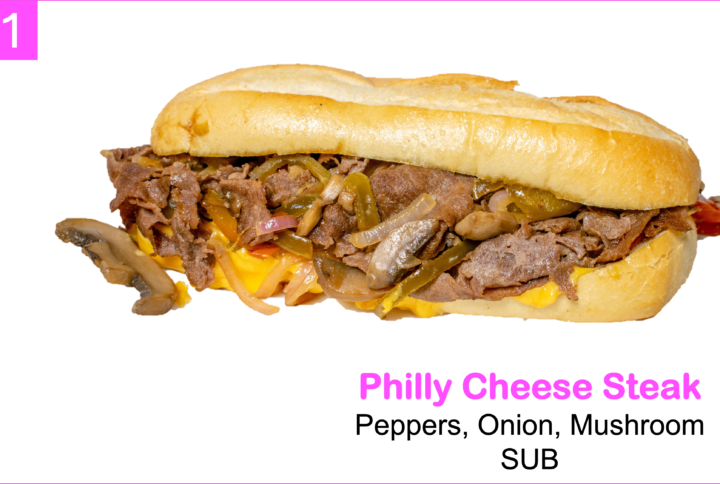 Philly Cheese Steak, Peppers, Onion, Mushroom on a Sub