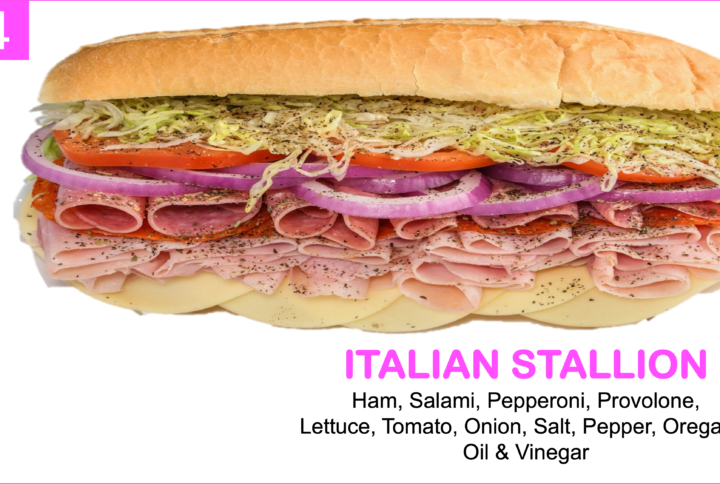 Italian Stallion Italian Sub Ham, Pepperoni, Salami, lettuce Tomato onion oil vinegar