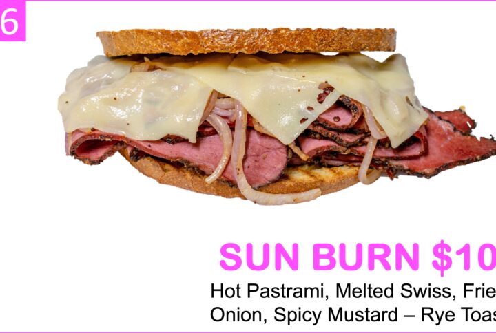 Boar's Head Sandwich Hot Pastrami Melted Swiss Cheese Fried Onion Spicy Mustard